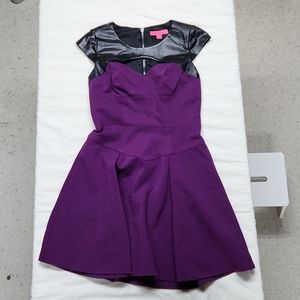 Betsey Johnson Purple Black Faux Leather Dress